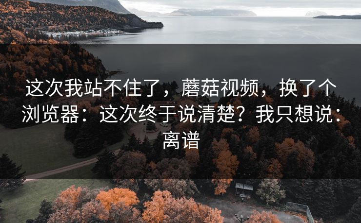这次我站不住了，蘑菇视频，换了个浏览器：这次终于说清楚？我只想说：离谱